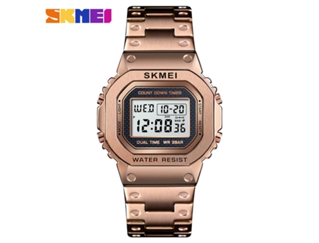 Reloj deportivo LED digital resistente al agua con alarma multifunción para hombre y mujer, reloj de acero inoxidable, oro rosa para hombre LUUCOZK