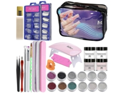 Kit de uñas acrílicas profesionales, lámpara de secado de 6 W, pincel para polvo, para principiantes, uñas postizas, para salón o uso doméstico, EE. UU. y multicolor GOKOCO