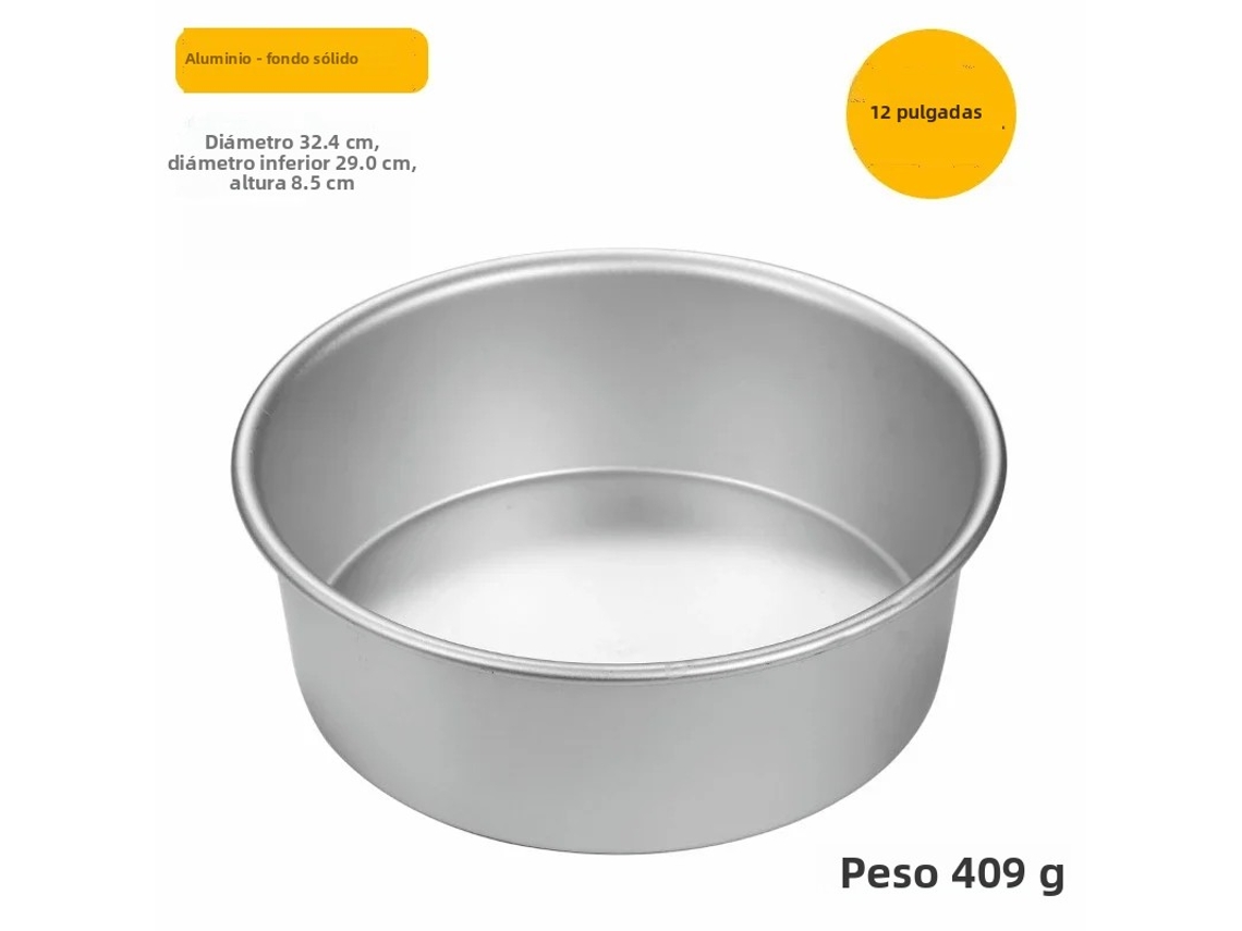 Sartén redonda de aluminio blanco, de 30 cm (12 pulgadas), con base sólida.