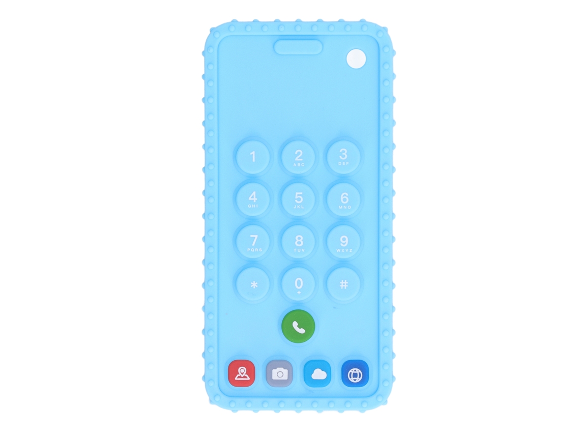 Chupete De Silicona Suave Con Forma De Teléfono, Juguete Sensorial Para Bebé, Azul.