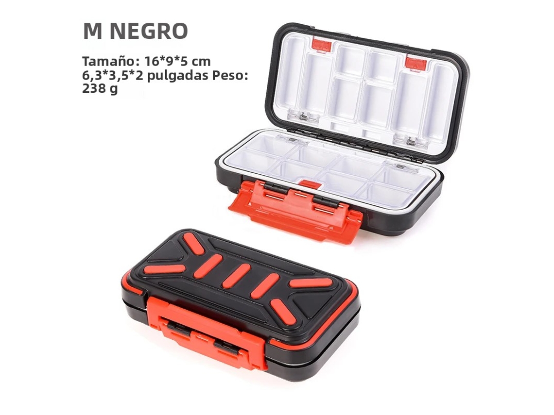 Caja de herramientas de pesca impermeable, caja de almacenamiento de accesorios de pesca, caja de herramientas de bricolaje para pesca de carpas Mdug (m Negro)