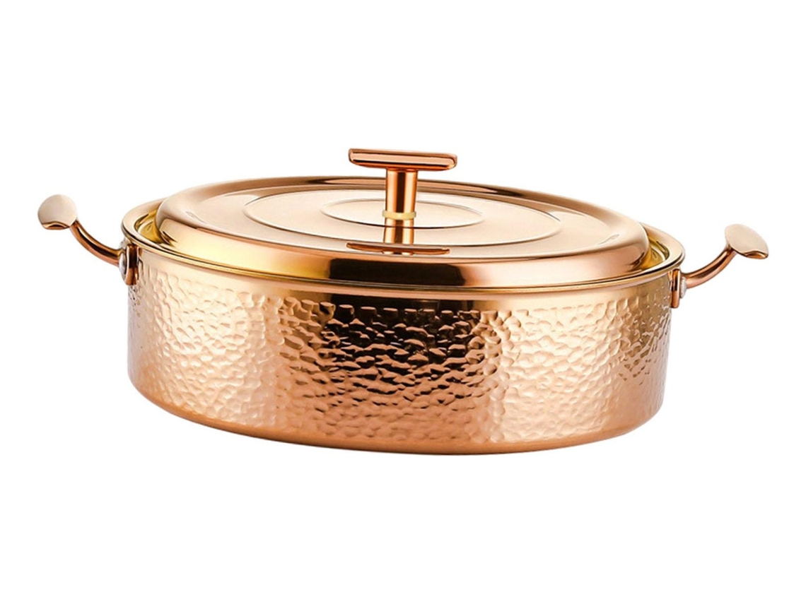 Olla de acero inoxidable dorada para reuniones de cocina slowmoose