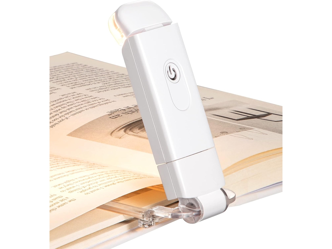 Luz de lectura recargable por USB con dos niveles de brillo ajustables, ideal para leer de noche. Blanco. Siurn