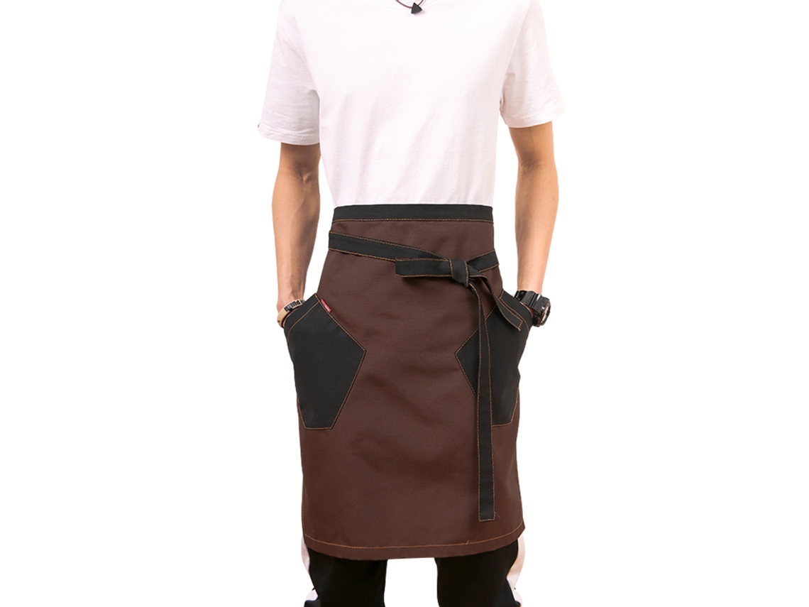 Delantal Canvas Bistro Café Con 2 Bolsillos Grandes Delantal De Cocina Medio Corto 30 X 23 Pulgadas Ataduras En La Cintura Uniforme Unisex Duradero