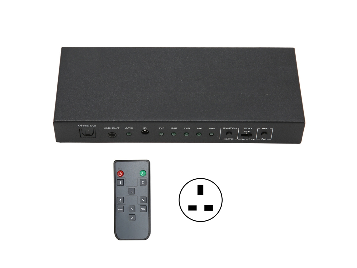 Extractor De Sonido De 5 Puertos Compatible Con 4k 60hz Uhd Hdr Hd Interfaz Multimedia Con Conmutador Arc