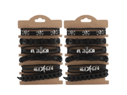 12 Piezas De Pulseras De Cuero Trenzado Diy Ajustables, Estilo Vintage, Hechas A Mano.