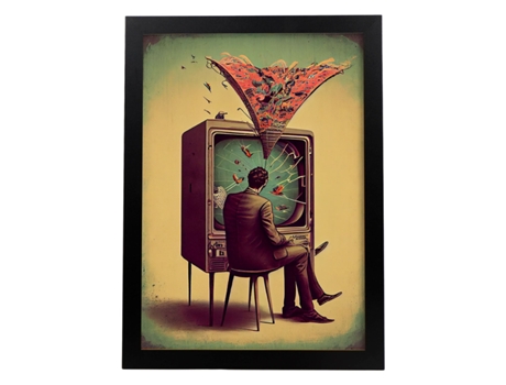 NACNIC Poster Roto En Estilo Surrealismo Cinematográfico Ilustraciones Y Grabados De Historieta Abstracta Y Artística A4 Marcos Madera