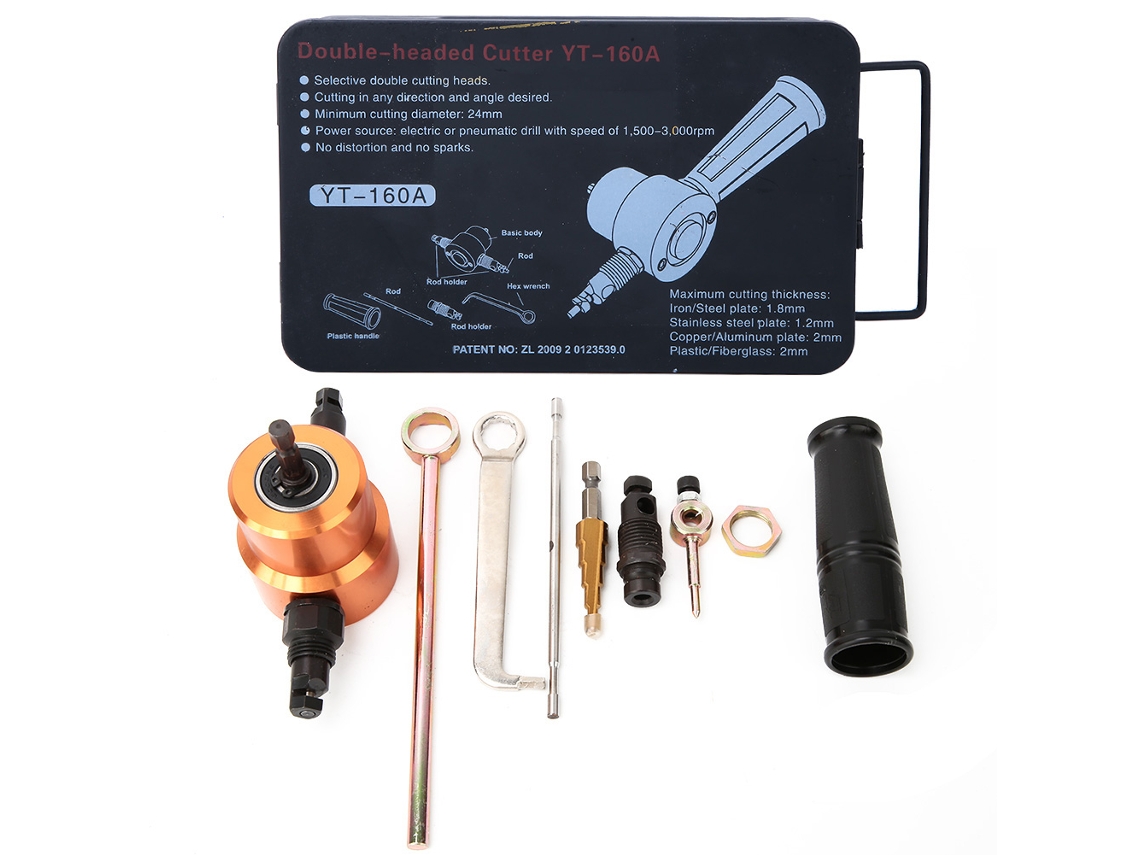 Cortadora De Chapa Metálica Versátil De Doble Cabezal Con Rotación De 360° Para Reparaciones De Automóviles Y Bricolaje.