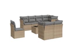 Conjunto 9 de sofás de jardín VIDAXL con cojines ratán sintético beige