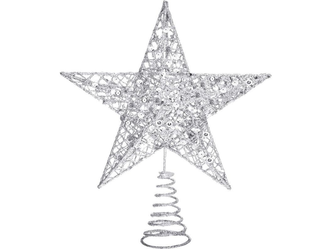 Gorro De Navidad Decorativo Plateado Con Forma De Estrella, De 20 Cm, Con Diseño Hueco Y Resistente.