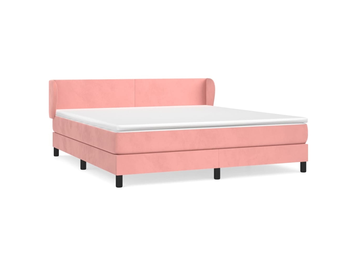 Maison Exclusive - Cama Box Spring Con Colchón Terciopelo Rosa 160x200 Cm