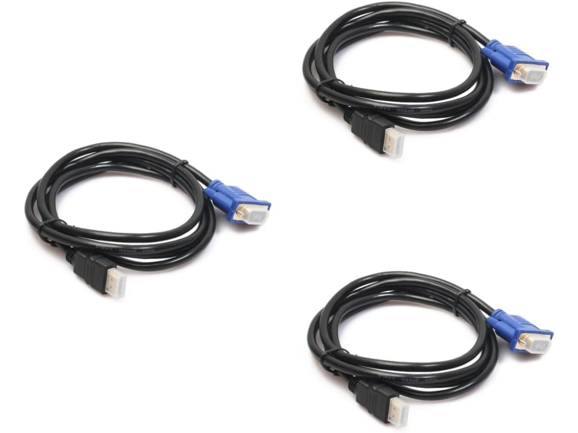 Cable Adaptador De 3 Piezas A Conector Vga Con Pines Chapados Para Monitor