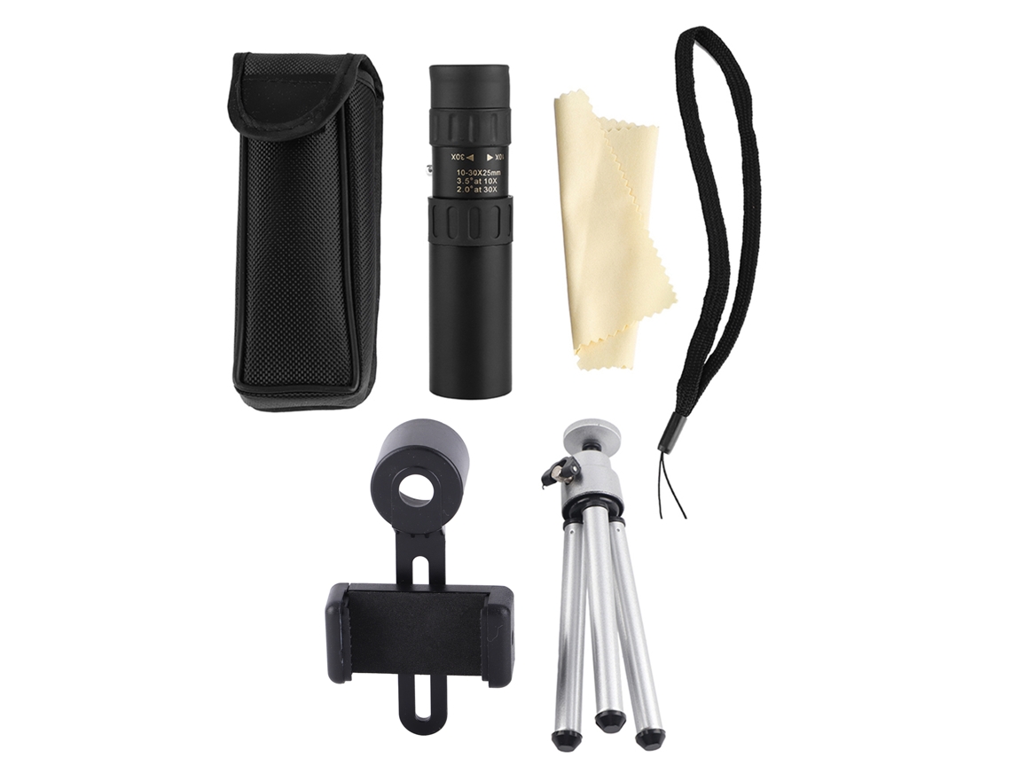 Telescopio monocular con zoom 10-30x25, visión de largo alcance para exteriores y observación.