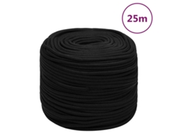 Cuerda De Trabajo Poliéster Negro 6 Mm 25 M