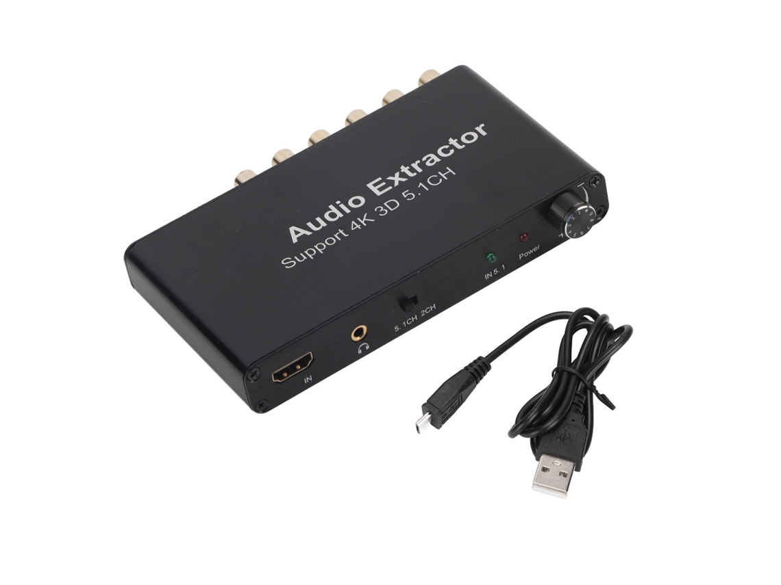 Extractora De Áudio Rca 4k 3d 5.1ch Interface Multimídia Hd Conversor Analógico Para Ps4 Dvd Tv