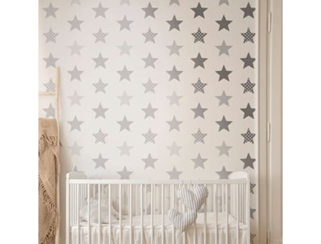 Kids at Home Papel pintado Superstar blanco y plateado