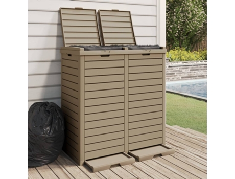 Cubo de basura exterior polipropileno marrón claro 78x41x86 cm VIDAXL