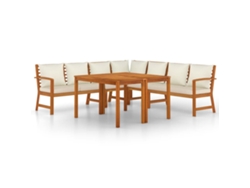 Maison Exclusive - Juego Comedor Jardín Y Cojines 7 Piezas Madera Maciza Acacia