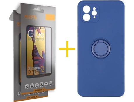 Carcasa + 2 Protectores de Pantalla para iPhone 12 Pro ACCETEL Azul Oscuro