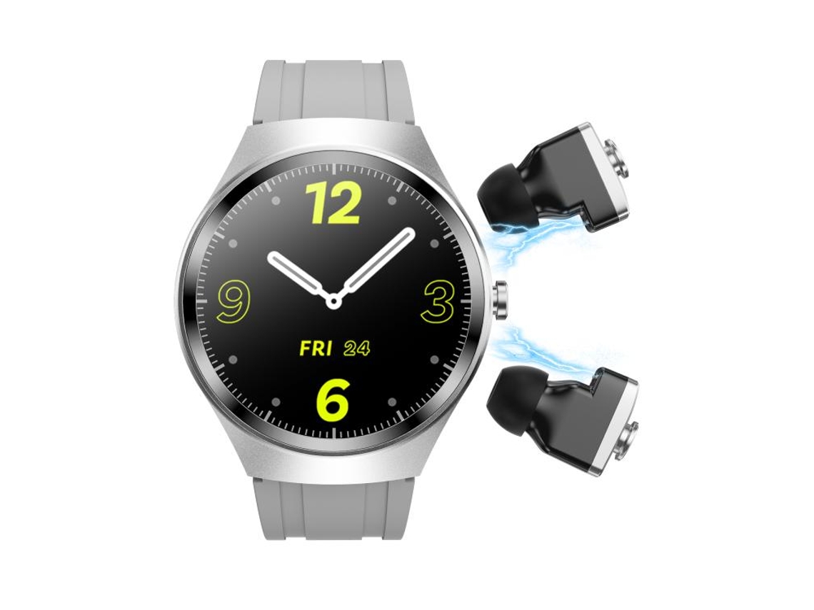 (correa De Silicona Gris) Auriculares/reloj Inteligente Bluetooth 2 En 1, Llamadas Bluetooth/nfc