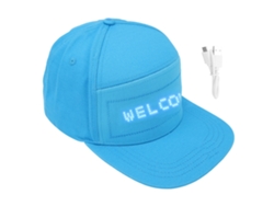 Gorro de tela azul con luces LED programables y conectividad Bluetooth para Halloween.
