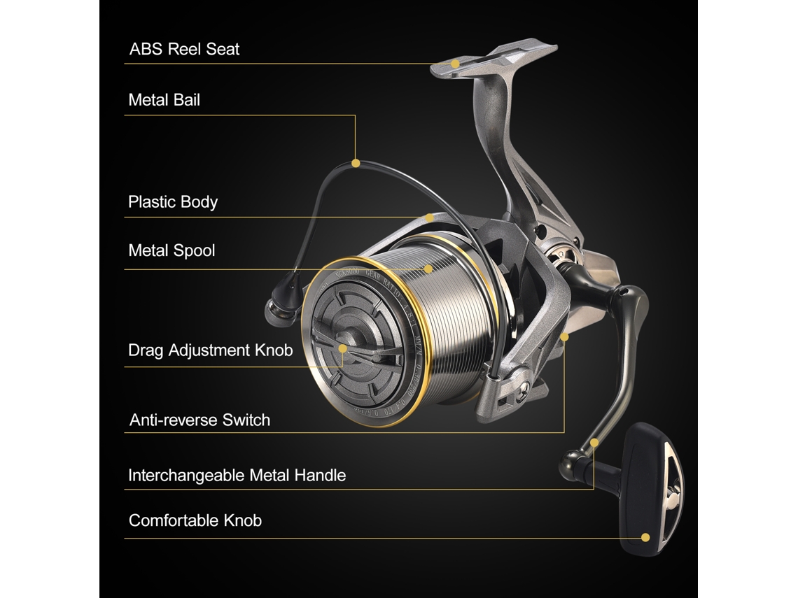 Reel De Pesca Spinning 17+1bb 4.8:1 Con Mango Intercambiable Izquierdo Y Derecho