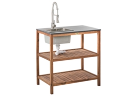 Cocina de jardín Beliani Brucoli en madera de acacia marrón 80x50x83