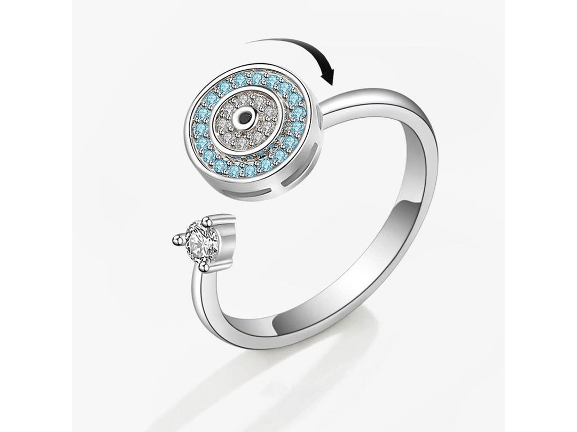 2026-anillo Giratorio Antianxiety De Ojo Malo Redondo Ajustable Anillo Fidget Spinner Oro Blanco