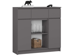Cómoda K100 101 Cm Con 2 Puertas, 3 Cajones Y 6 Estantes Grafito Gris Mate