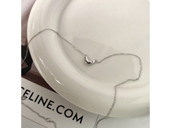 (oro Blanco) Amor Sencillo ~ Collar Con Colgante De Corazón Engastado Con Diamantes En Plata 925, Diseño Elegante Y Dulce