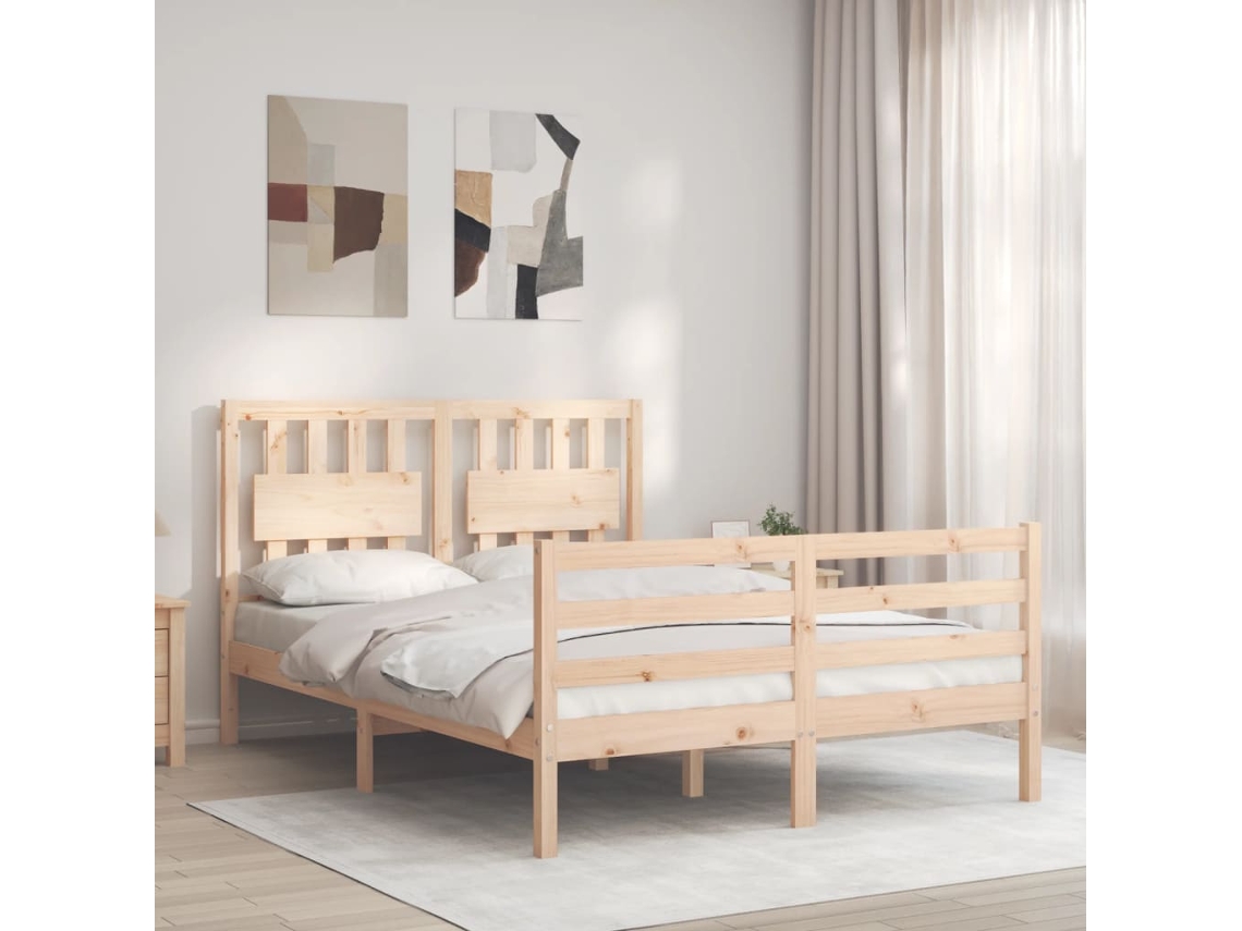 Cama De Matrimonio | Cama Para Adultos | Estructura De Cama De Matrimonio Con Cabecero Madera Maciza