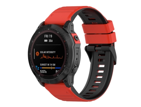 Correa de Silicona 26mm dos colores para Garmin Fenix 7X/6X/5X - rojo/negro