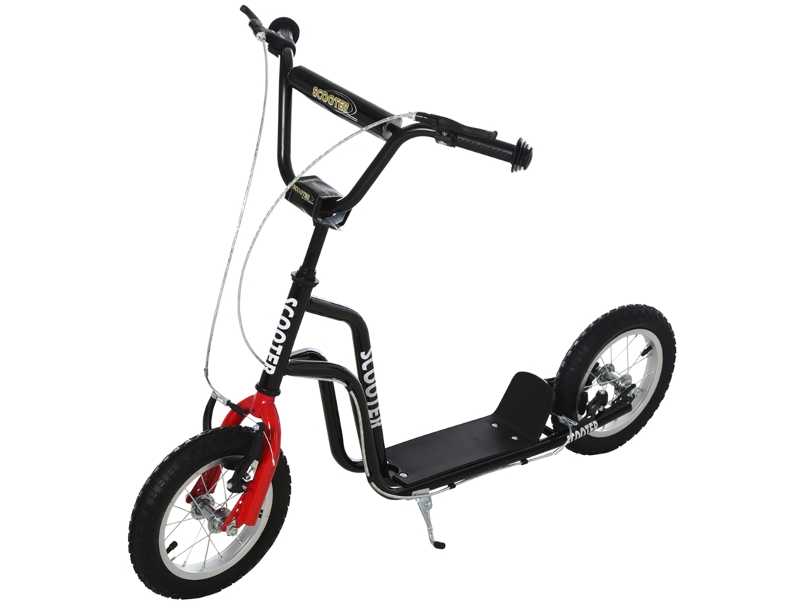 Patinete Infantil De Acero Con Manillar Ajustable, Capacidad De 100 Kg, Negro, 120x58x75-80