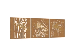Conjunto 3 Decoración De Pared Para Jardín VIDAXL Marrón Acero (55x55x0.7 cm)