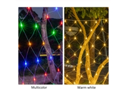 Rebe-luz De Red 1.5x1.5m 96 Luces Blanco Cálido 8 Modos Interiores Exteriores Para Fiestas Decoración Nocturna