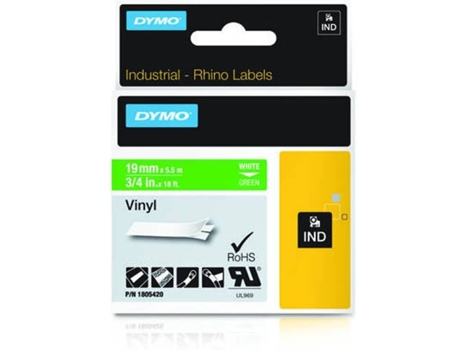 Cinta Laminada DYMO 1805420 Blanco sobre verde