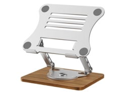 Soporte para portátil XIAOMOYU blanco con base de refrigeración y mecanismo de elevación plegable.