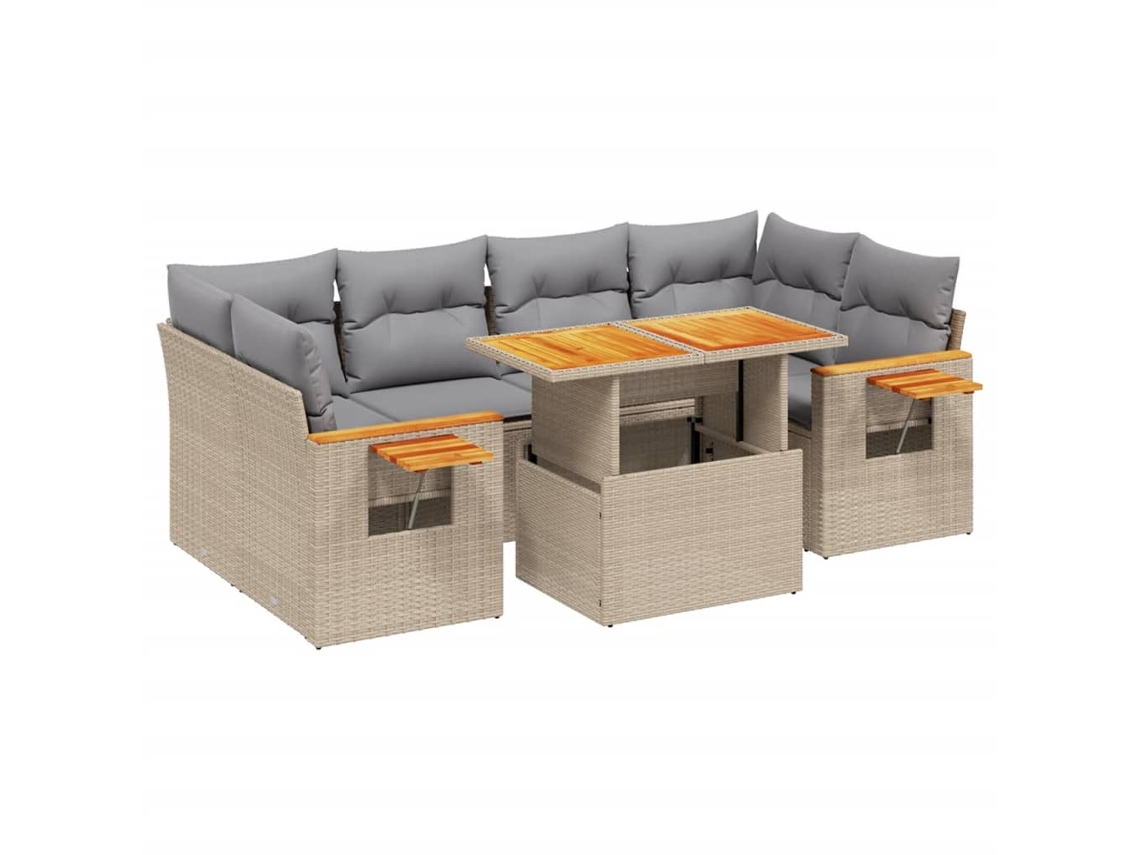 Maison Exclusive - Set Sofás De Jardín 7 Piezas Y Cojines Ratán Sintético Beige