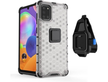 Funda con Clip para Samsung Galaxy A31 PHONESHIELD 4x1 Honeycomb Gris