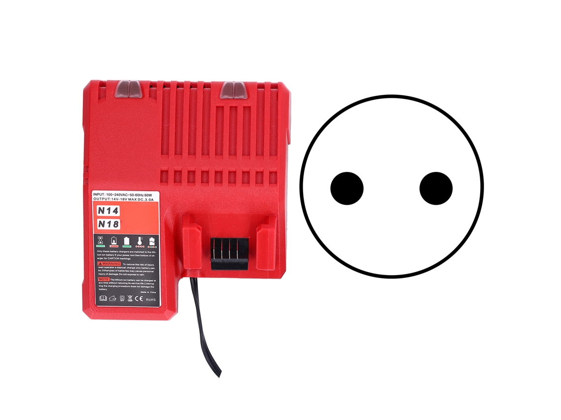Cargador De Baterías De Litio Para Milwaukee M14 M18eu Con Entrada De 100-240 V Y Función De Mantenimiento De Carga.