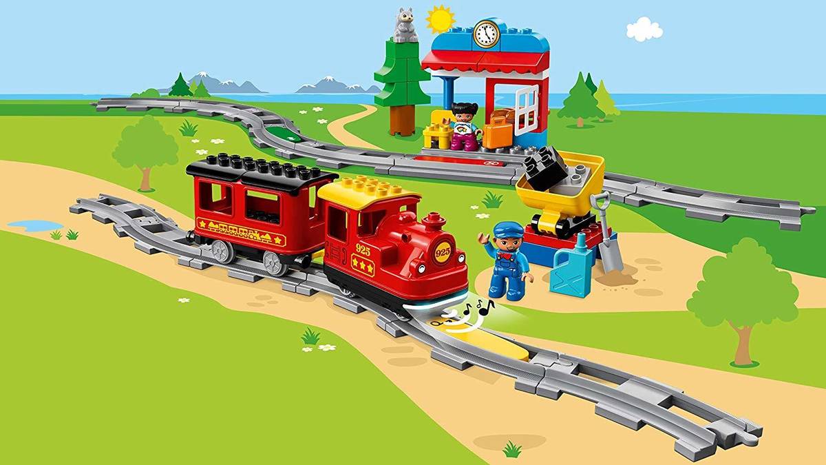 Lego Duplo Tren de vapor 10874 edad 2 59 piezas town juguete teledirigido sonido y luces trains educativo aprendizaje codificación muñecos locomotora para niños 5 años complementable app colormodelo