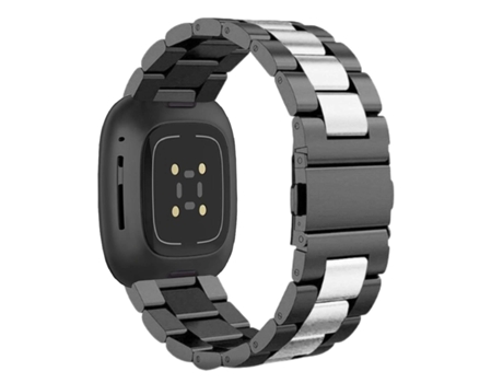 Correa Acero Inoxidável Adaptable Gris y Negro para Fitbit by Google Versa 3