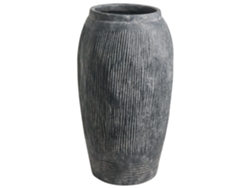 Vaso Redondo Para Interior E Exterior Beliani Argino De Fibra De Argila Cinzento 28x28x50