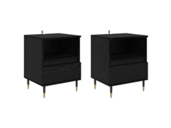 Maison Exclusive - Armario De Noche Con Cajón 2 Pcs Roble Negro 40 X 35 X 50 Cm