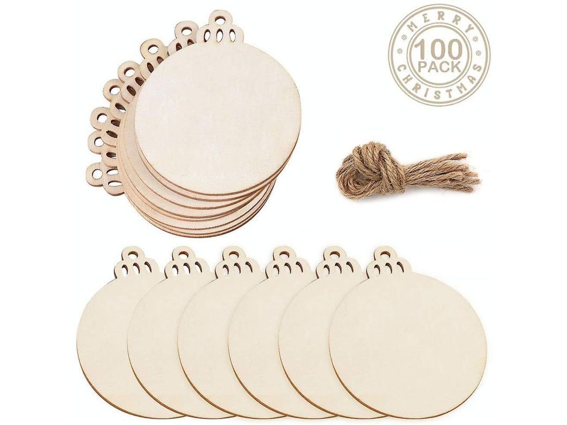 Hermosos Adornos Navideños De Madera: Artículos Decorativos De Madera Con Cordel De Yute Para Manualidades.