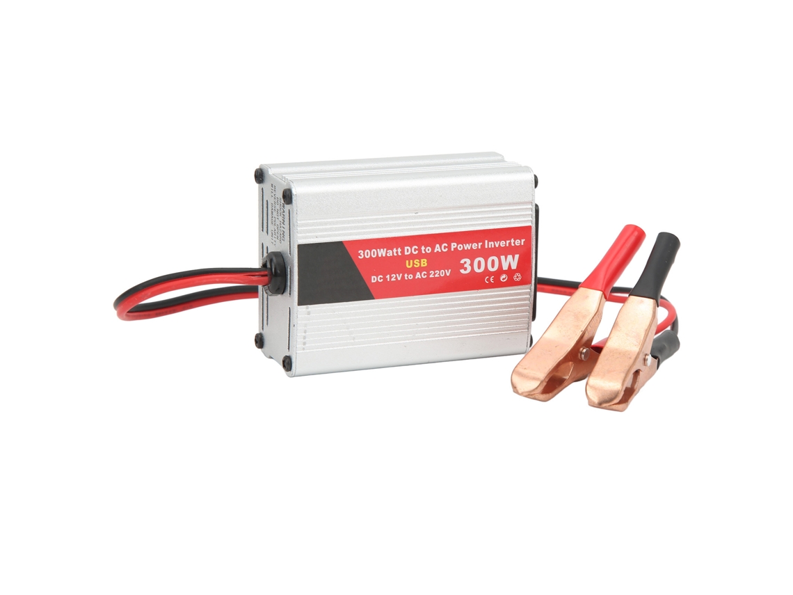 Inversor de onda sinusoidal modificada de 300 W de potencia máxima para coche, de 12 V CC a 220 V CA, para portátiles, teléfonos y lámparas.