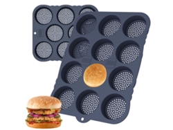 Molde reutilizable para panecillos de hamburguesa, molde de silicona antiadherente para panecillos de hamburguesa, fácil de quitar, bandeja para hornear segura para máquina