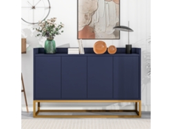 Aparador buffet moderno y minimalista de 4 puertas sin tiradores para comedor, salón y cocina (azul marino)