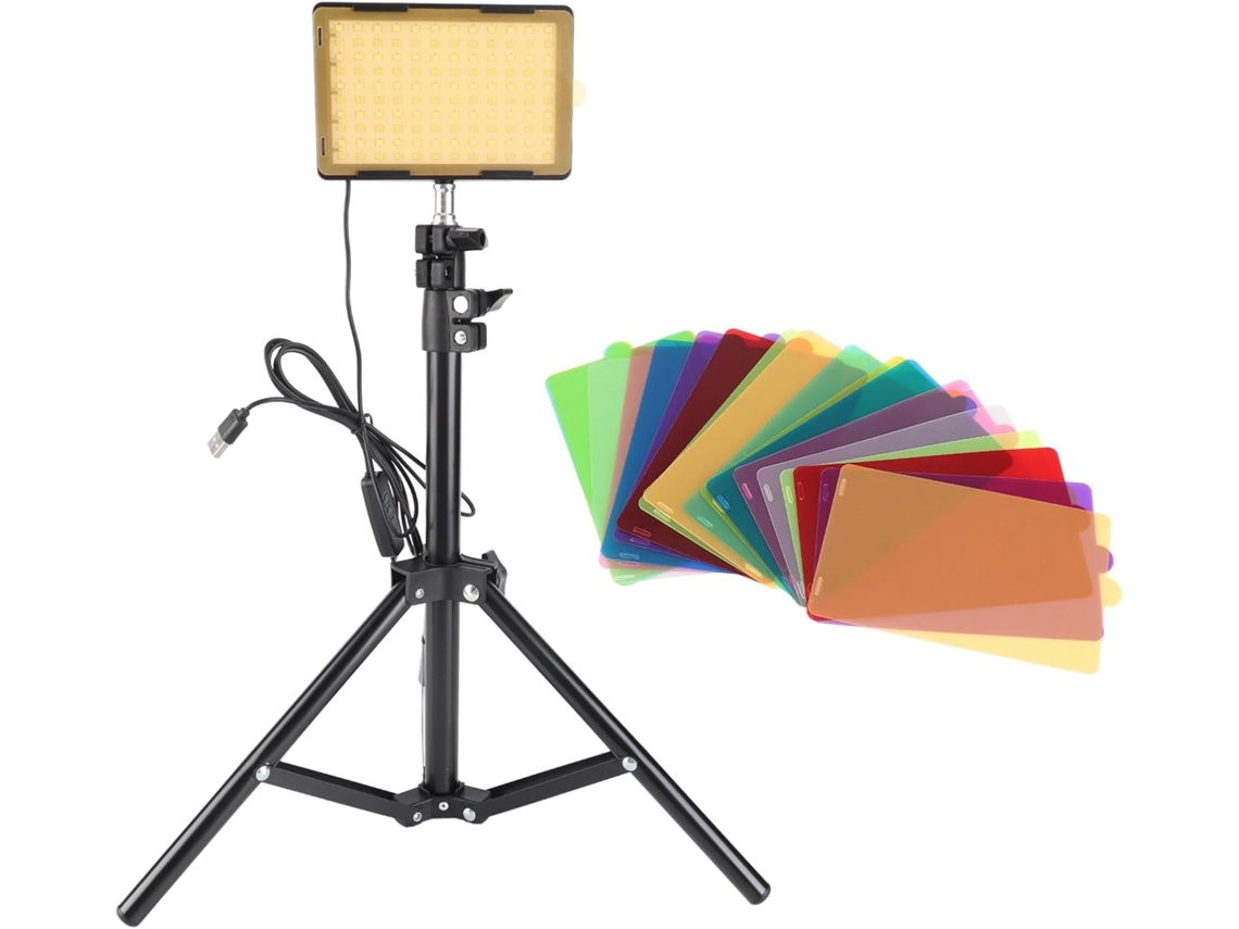Luz De Vídeo Led Con Brillo Ajustable, Filtros De Color Y Soporte.