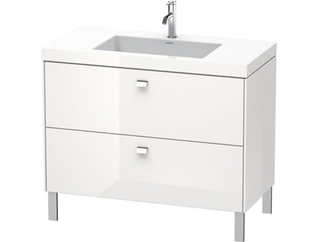 Lavamanos DURAVIT Brioso c-bonded con base de 100,0x48,0 cm 2 cajones sin rebosadero con banco para grifos 1 agujero para grifos